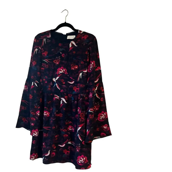 Tanya Taylor Navra Kimono Silk Dress Floral Babydoll Bell Sleeve 6 Lined - Picture 1 of 8